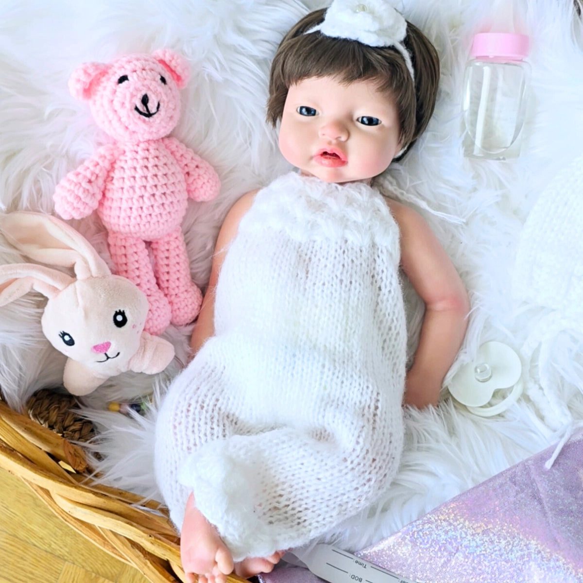 Bebé Reborn Silicona "Miel" (43cm, 2.3kg) - Bebe, Hace Pis, Pelo Real y Tiene Caída de Cabeza