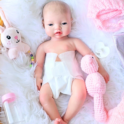 Muñeca Reborn Silicona "Adriana" (43 cm, 2.3kg) - Bebe, Hace Pis, Pelo Pintado y Caída de Cabeza