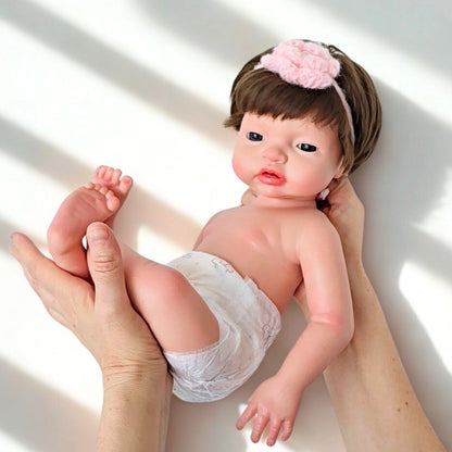 Bebé Reborn Silicona "Miel" (43cm, 2.3kg) - Bebe, Hace Pis, Pelo Real y Tiene Caída de Cabeza